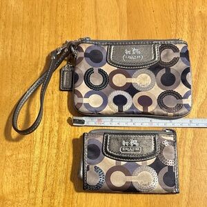 Coach Multicolor Circle Pattern Wristlet and Wallet